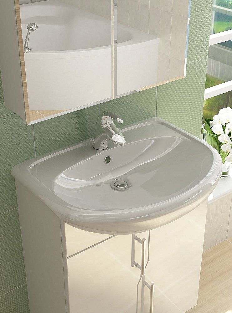 Тумба с раковиной Vigo Grand 600 белая для ванной в интернет-магазине Sanbest