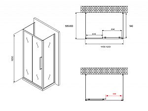 Душевой уголок ABBER Schwarzer Diamant 120х60 AG30120BH-S60B-S60B стекло прозрачное/профиль черный купить в интернет-магазине Sanbest
