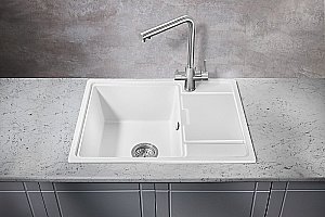 Мойка кухонная Milacio Navarra 65 Cuarzo MC.77062 белая купить в интернет-магазине сантехники Sanbest