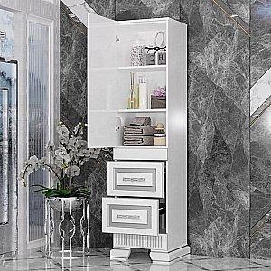 Пенал Опадирис Оникс 49 белый/серебряная патина для ванной в интернет-магазине сантехники Sanbest