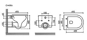 Унитаз подвесной Ceramica Ulma CN4006 белый, безободковый, с инсталляцией Balance CN121001MB и кнопкой Circle черный матовый купить в интернет-магазине Sanbest