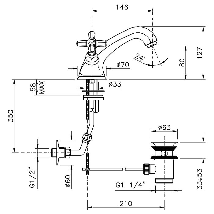 Смеситель для раковины Nicolazzi Teide Four 1932BZ45 бронза купить в интернет-магазине сантехники Sanbest
