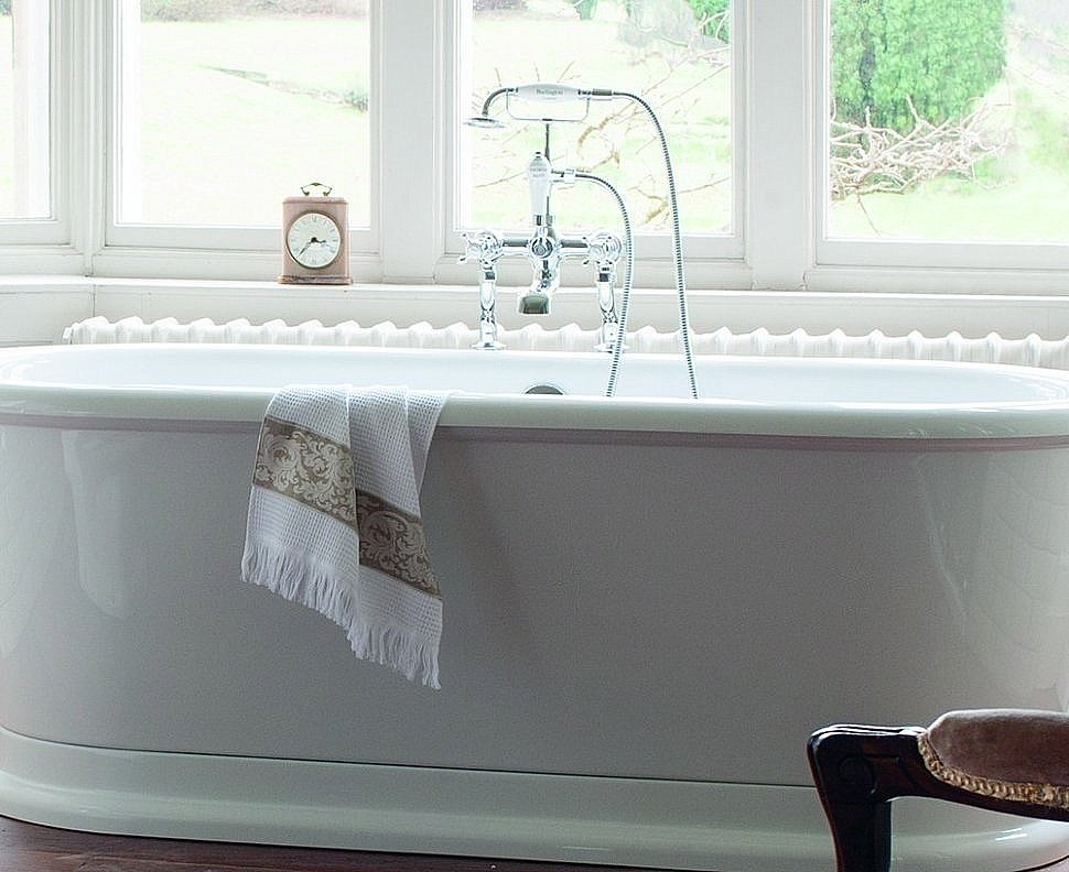 Смеситель для ванны Burlington CL15-QT хром/ручки белые купить в интернет-магазине сантехники Sanbest