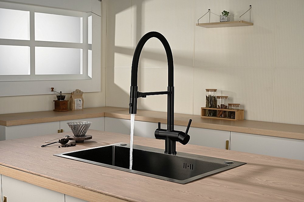 Смеситель для кухни Vincea VKF-120MB черный матовый купить в интернет-магазине сантехники Sanbest