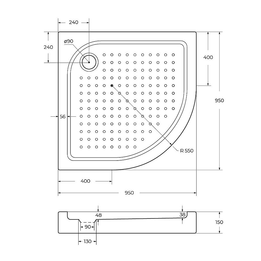 Душевой поддон BelBagno TRAY-BB-R-95-550-15-W 95х95 белый купить в интернет-магазине Sanbest