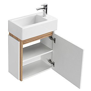 Тумба с раковиной Акватон Эклипс 46 М белая глянцевая для ванной в интернет-магазине Sanbest