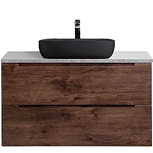 Тумба с раковиной и столешницей BelBagno ETNA 100 ETNA100RW-KEPMGL-1084H301-SET дуб Мавр для ванной в интернет-магазине Sanbest