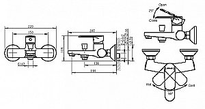 Смеситель для ванны Bravat Louise F6191183CP-01-RUS купить в интернет-магазине сантехники Sanbest