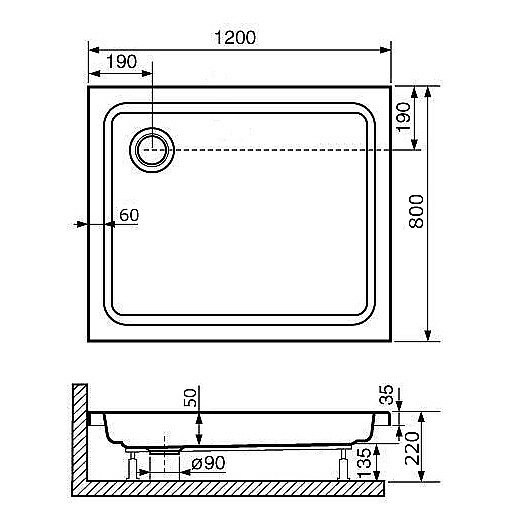 Душевой поддон RGW Acryl STYLE PR 16180282-11 80x120 белый купить в интернет-магазине Sanbest
