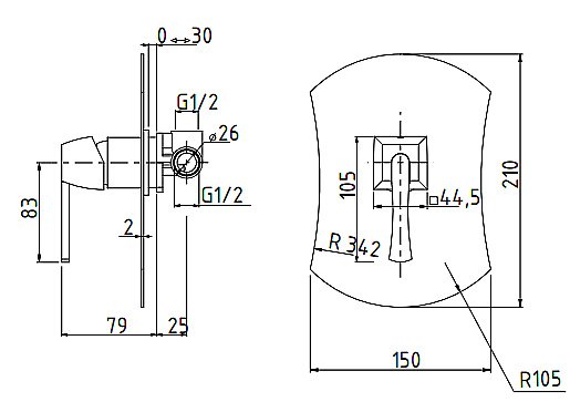 Смеситель скрытого монтажа Migliore Opera ML.OPR-6030 хром купить в интернет-магазине сантехники Sanbest