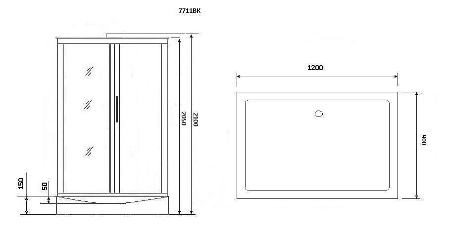 Душевая кабина Niagara Luxe NG-7711WBK 120x90 серебро купить в интернет-магазине Sanbest