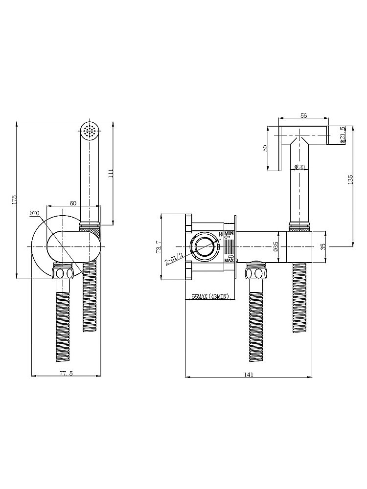 Гигиенический душ со смесителем WeltWasser HIGI R01 BR бронза купить в интернет-магазине сантехники Sanbest