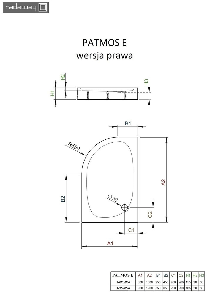 Душевой поддон Radaway Patmos E 120х90 купить в интернет-магазине Sanbest