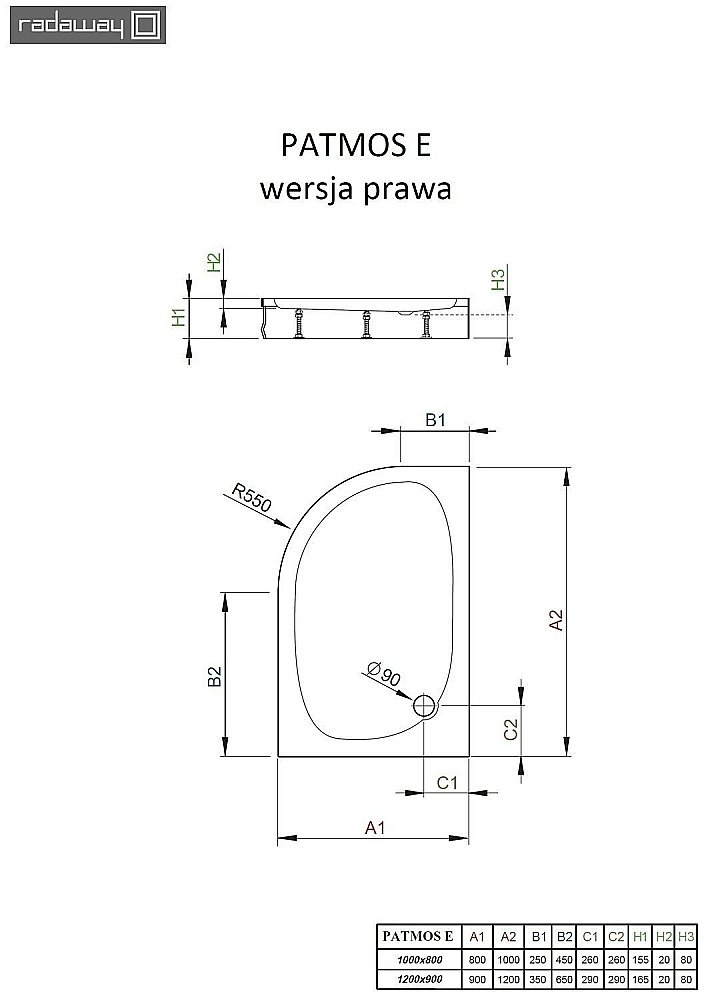 Душевой поддон Radaway Patmos E 4P91217-03L 120х90 белый купить в интернет-магазине Sanbest