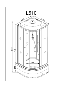 Душевая кабина Deto L 510 N LED 98745 100x100 купить в интернет-магазине Sanbest
