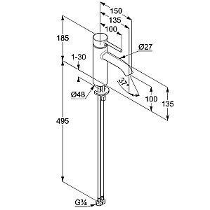 Смеситель для раковины Kludi Bozz 381980576WR4 хром купить в интернет-магазине сантехники Sanbest
