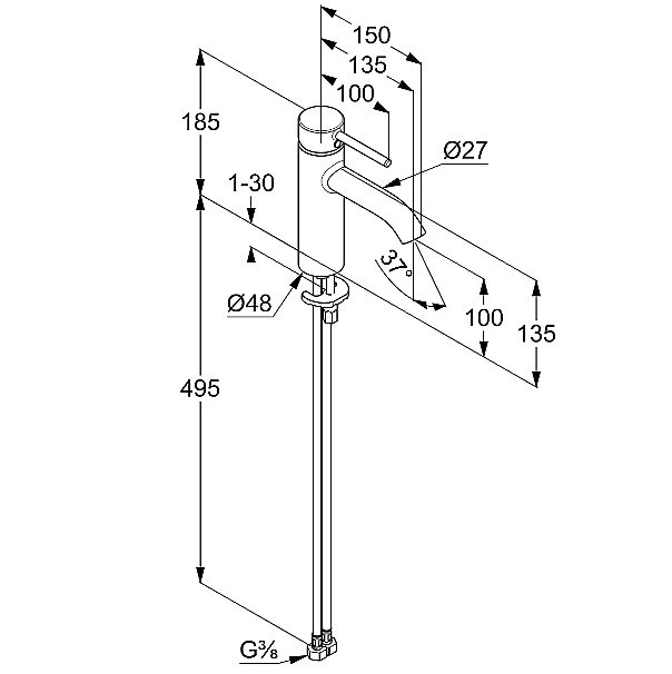 Смеситель для раковины Kludi Bozz 381980576WR4 хром купить в интернет-магазине сантехники Sanbest