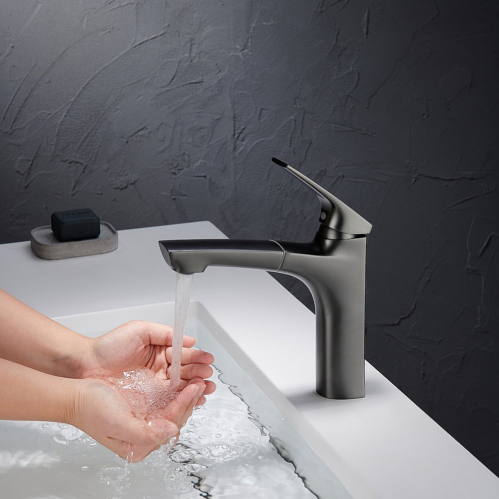 Смеситель для раковины Black&White Universe UK7901MG оружейная сталь купить в интернет-магазине сантехники Sanbest