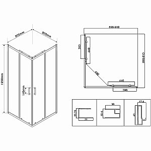 Душевой уголок Vincea City VSS-5CT900MT 90x90 стекло текстурное/профиль хром купить в интернет-магазине Sanbest