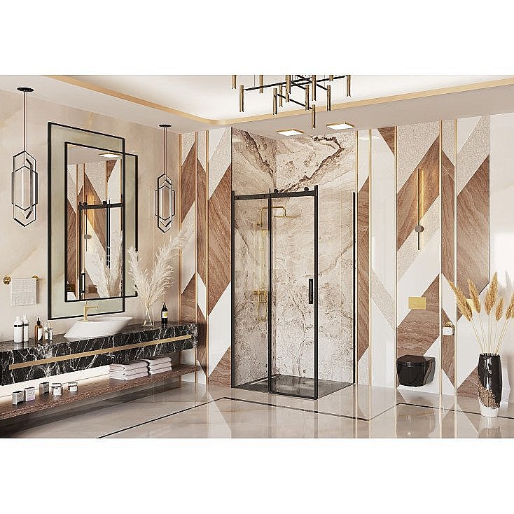 Душевой уголок Ambassador Benefit HB 19021202HB-80HB 130х80 стекло прозрачное/профиль черный купить в интернет-магазине Sanbest