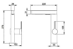 Смеситель для кухни Vincea VKF-22CH хром купить в интернет-магазине сантехники Sanbest