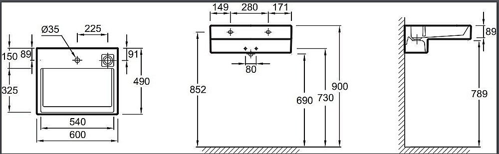 Раковина Jacob Delafon TERRACE 60 EXE112-00 белая купить в интернет-магазине Sanbest