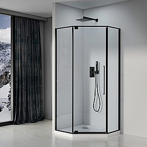 Душевой уголок Black&White Stellar Wind 8151000 100х100 стекло прозрачное/профиль черный матовый купить в интернет-магазине Sanbest