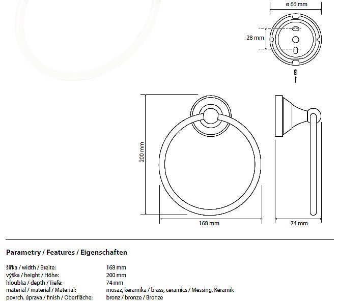 Кольцо для полотенец Bemeta Kera 144704067 купить в интернет-магазине сантехники Sanbest