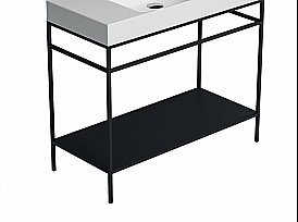 Стальная структура Kerasan Cento 100х45см, под раковину, напольная, с металлической полкой, черный матовый купить в интернет-магазине сантехники Sanbest