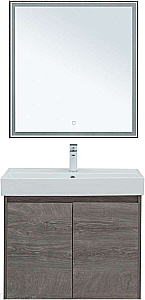 Тумба с раковиной Aquanet Nova Lite 75 с зеркалом, 2 дверцы дуб рошелье для ванной в интернет-магазине Sanbest