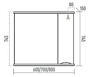 Зеркало со шкафом Misty Атлантик 80 П-Атл-4080-050 серый камень в ванную от интернет-магазине сантехники Sanbest