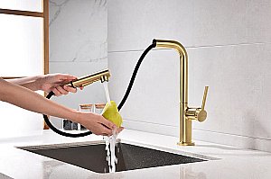 Смеситель для кухни Paulmark Neo Ne214419-BG матовое золото купить в интернет-магазине сантехники Sanbest