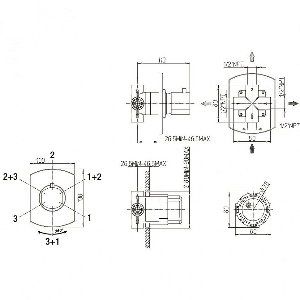 Дивертор PAINI Ovo 86CR471 хром для смесителя в интернет-магазине сантехники Sanbest