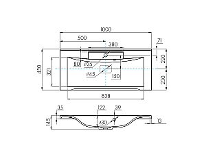 Тумба с раковиной Акватон Мадрид М 1 ящик/Премьер М 100 белая глянцевая для ванной в интернет-магазине Sanbest