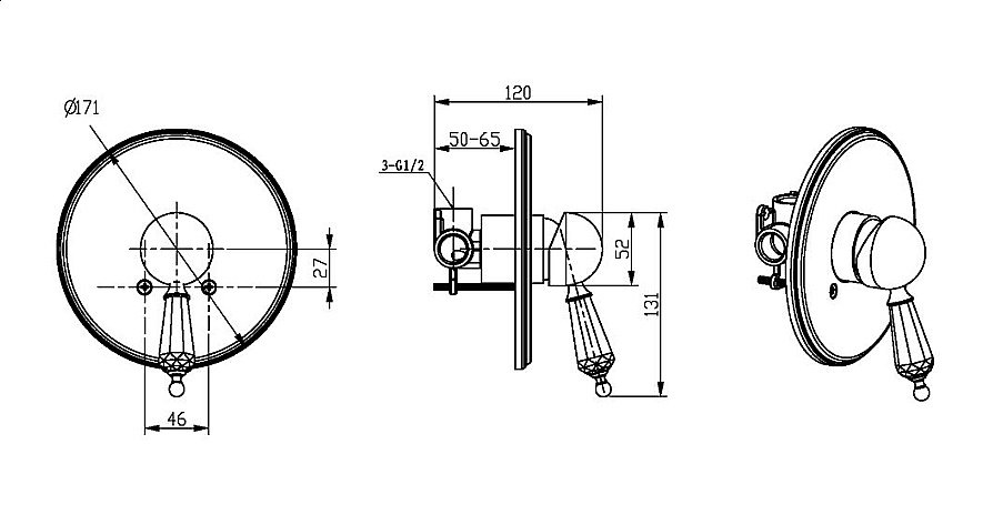 Смеситель для душа Boheme Brilliante Ripresa 345 купить в интернет-магазине сантехники Sanbest
