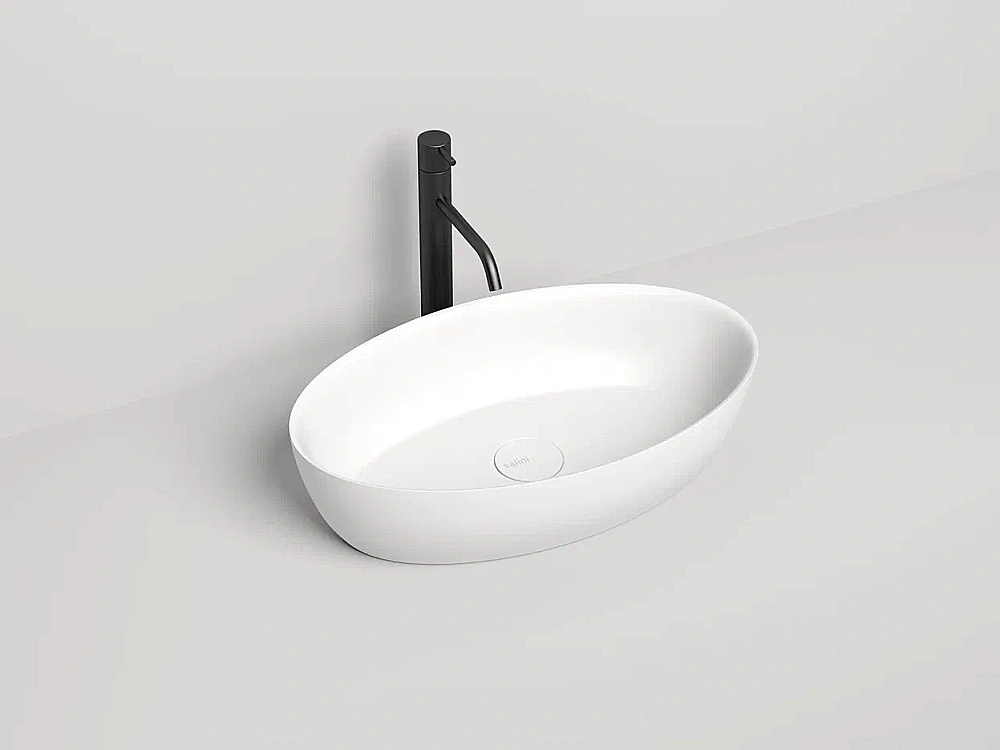 Раковина накладная Salini ALDA 01 110621M 58 из искусственного камня S-Stone, белая матовая купить в интернет-магазине Sanbest