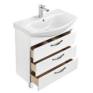 Тумба с раковиной Акватон Ария 80 Н белая глянцевая для ванной в интернет-магазине Sanbest