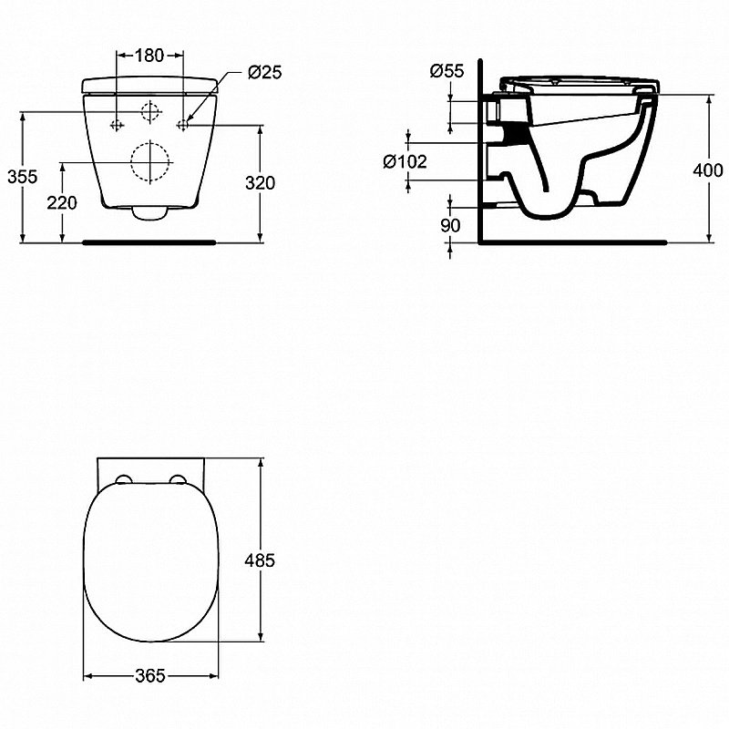Унитаз подвесной Ideal Standard Connect E804601 белый купить в интернет-магазине Sanbest