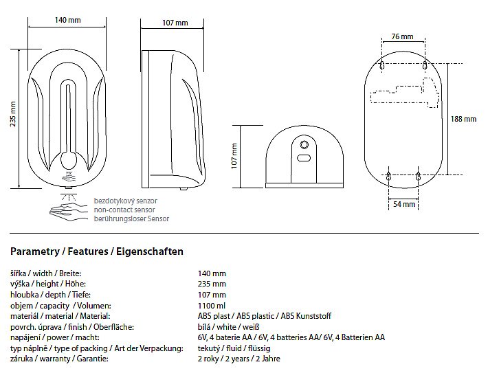 Автоматический диспенсер Bemeta Hotel 124109334 купить в интернет-магазине сантехники Sanbest