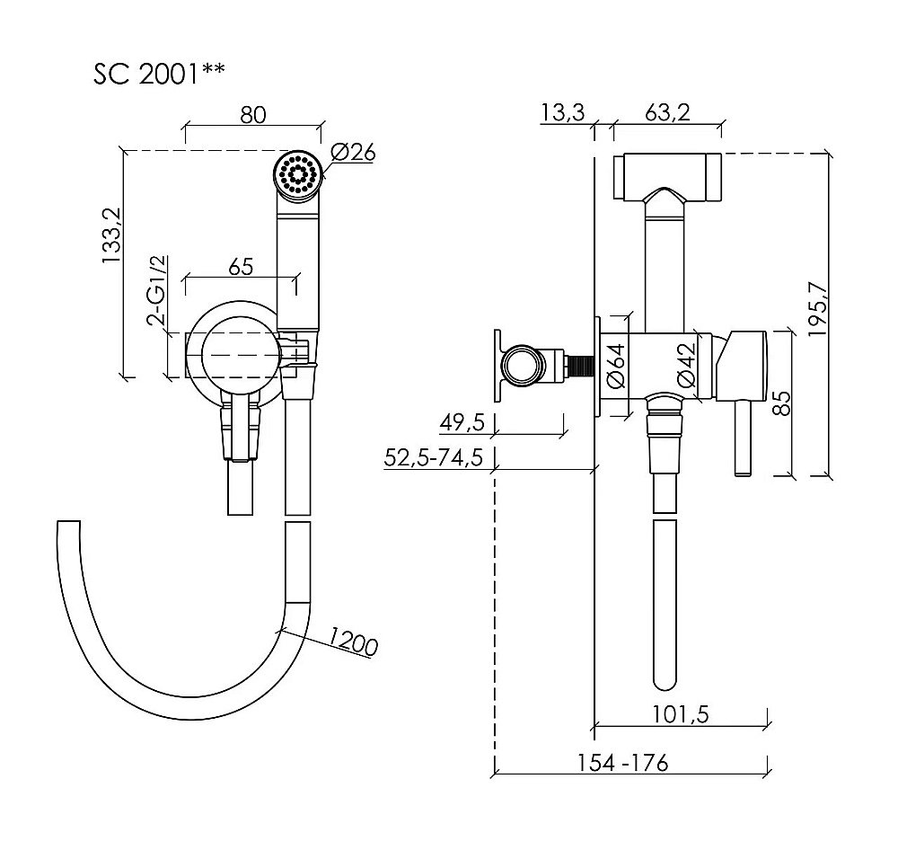 Гигиенический душ Sancos Atom SC2001CH хром купить в интернет-магазине сантехники Sanbest