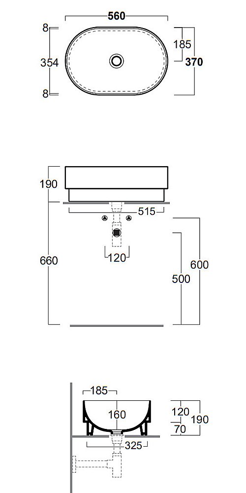Раковина SIMAS Po-mo PO02bi 56 купить в интернет-магазине Sanbest