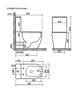 Унитаз напольный Ceramica Nova Mia CN1801T-B/CN1801T-T белый, безободковый, с крышкой микролифт, слив торнадо купить в интернет-магазине Sanbest