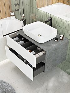 Тумба с раковиной Art&Max AM-Genova-800-2C-SO-LN/AM-78109 Бетон лофт натуральный для ванной в интернет-магазине Sanbest