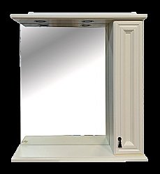 Зеркало со шкафом Misty Лувр 75 Слоновая кость правое купить в интернет-магазине сантехники Sanbest
