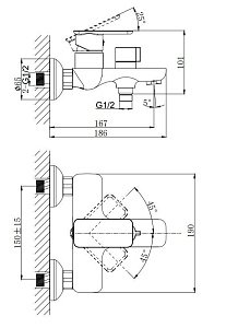 Смеситель для ванны Rush Bruny BR4335-44 купить в интернет-магазине сантехники Sanbest