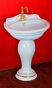 Раковина с пьедесталом Migliore Milady D1 62 белая/золото купить в интернет-магазине Sanbest
