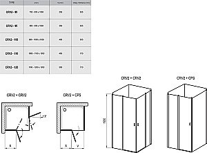 Душевой уголок Ravak Chrome CRV2 100x110 стекло прозрачное/профиль сатин купить в интернет-магазине Sanbest