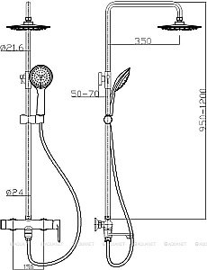 Душевая система Aquanet Logic AF320-72-R-C купить в интернет-магазине сантехники Sanbest