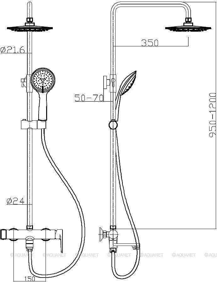 Душевая система Aquanet Logic AF320-72-R-C купить в интернет-магазине сантехники Sanbest