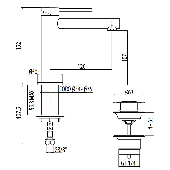 Смеситель для раковины Gattoni Circle One 9042/90NO купить в интернет-магазине сантехники Sanbest